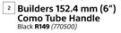 Builders 152.4mm (6") Como Tube Handle (Black)