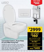 Lusso Concealed Cistern, Flush Plate & Luna Wall-Hung Pan 783907