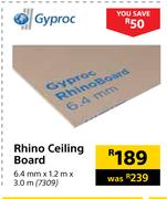 Gyproc Rhino Ceiling Board 6.4mm X 1.2m X 3.0m