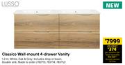 Lusso Classico Wall Mount 4 Drawer Vanity