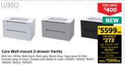 Lusso Cara Wall Mount 2 Drawer Vanity-Each
