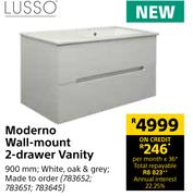 Lusso Moderno Wall Mount 2 Drawer Vanity