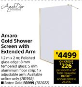 Aqua Dior Amaro Gold Shower Screen With Extended Arm
