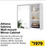 Athena Sabrina Wall-Mount Mirror Cabinet 652mm(l) X 154mm(w) X 600mm(h)
