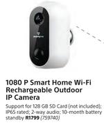Securityvue 1080P Smart Home WiFi Rechargeable Outdoor IP Camera