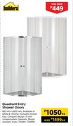 Builders Quadrant Entry Shower Doors-885mm x 885mm Each