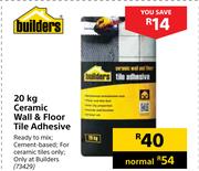 Builders Ceramic Wall & Floor Tile Adhesive 73429-20Kg