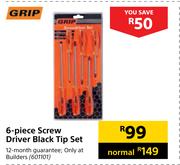 Grip 6-Piece Screw Driver Black Tip Set 601101