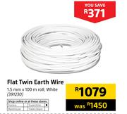 Flat Twin Earth Wire 1.5mm x 100m Roll White