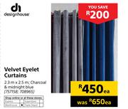 Design House Velvet Eyelet Curtains-2.3m x 2.5m Each