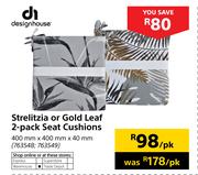 Design House Strelitzia Or Gold Leaf 2 Pack Seat Cushions 400mm x 400mm x 40mm-Per Pack
