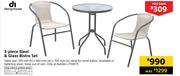 Design House 3 Piece Steel & Glass Bistro Set