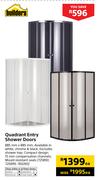Builders Quadrant Entry Shower Doors-885mm x 885mm Each