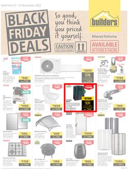 Builders : Black Friday Deals | Valid In Warehouse, Express & Trade Depot Stores Only (21 November - 27 November 2022), page 1