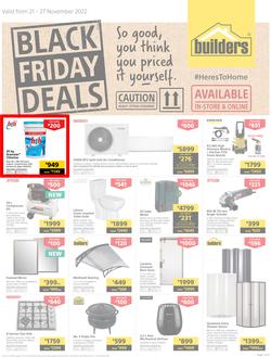 Builders : Black Friday Deals | Valid In Warehouse, Express & Trade Depot Stores Only (21 November - 27 November 2022), page 1