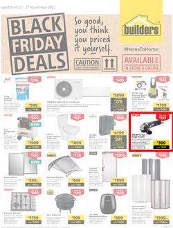 Builders : Black Friday Deals | Valid In Warehouse, Express & Trade Depot Stores Only (21 November - 27 November 2022), page 1