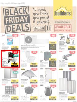 Builders : Black Friday Deals | Valid In Warehouse, Express & Trade Depot Stores Only (21 November - 27 November 2022), page 1