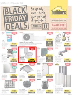 Builders : Black Friday Deals | Valid In Warehouse, Express & Trade Depot Stores Only (21 November - 27 November 2022), page 1