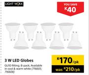 Light Worx 3W LED Globes-Per pk