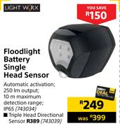 Lightworx Floodlight Battery Single Head Sensor