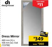 Design House Dress Mirror-480mm (h) x 108mm (w)