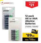 Powerworx 12 Pack AA Or AAA Alkaline Batteries-Each
