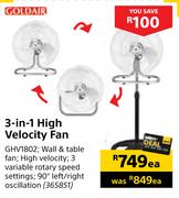 Goldair 3 In 1 High Velocity Fan-Each