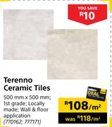 Terenno Ceramic Tiles-500mm x 500mm Per Sqm