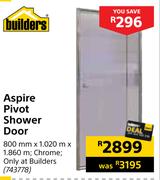 Builders Aspire Pivot Shower Door-800mm x 1020m x 1860m