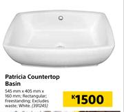 Patricia Countertop Basin-545mm x 405mm x 160mm