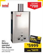 Totai 20Ltr Battery Operated Gas Geyser