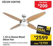 Decore Centre 1.32m Ozone Wood Decor Fan