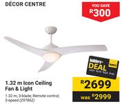 Decore Centre 1.32m Icon Ceiling Fan & Light