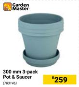 Garden Master 300mm 3-Pack Pot & Saucer