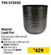 Ter Steege Mayren Lead Pot 786967-225mm (d) X 230mm(h)