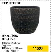 Ter Steege Rinca Shiny Black Pot 786866-150mm X 130mm