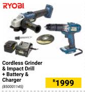Ryobi Cordless Grinder & Impact Drill + Battery & Charger