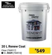 Fired Earth Renew Coat Clear-5L