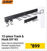 Grip 12 Piece Track & Hook DIY Kit