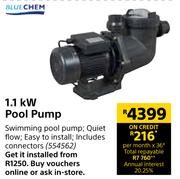Blue Chem 1.1 KW Pool Pump