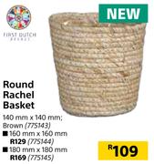 First Dutch Round Rachel Basket Brown-160mm x 160mm