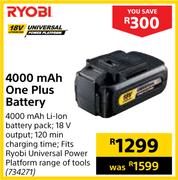 Ryobi 4000mAh One Plus Battery