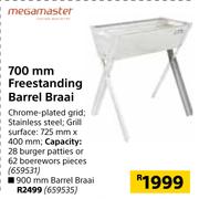 Megamaster 700mm Free Standing Barrel Braai