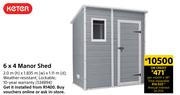 Keter 6 x 4 Manor Shed 2.0m (h) x 1.835m (w) x 1.11m (d)
