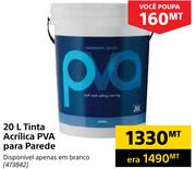 20Ltr Tinta Acrilica PVA para Parede