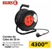 Ellies Carreto de Cabo de 25m 3 Vias 2m Multi Fichas