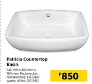 Patricia Countertop Basin-545mm x 405mm x 160mm