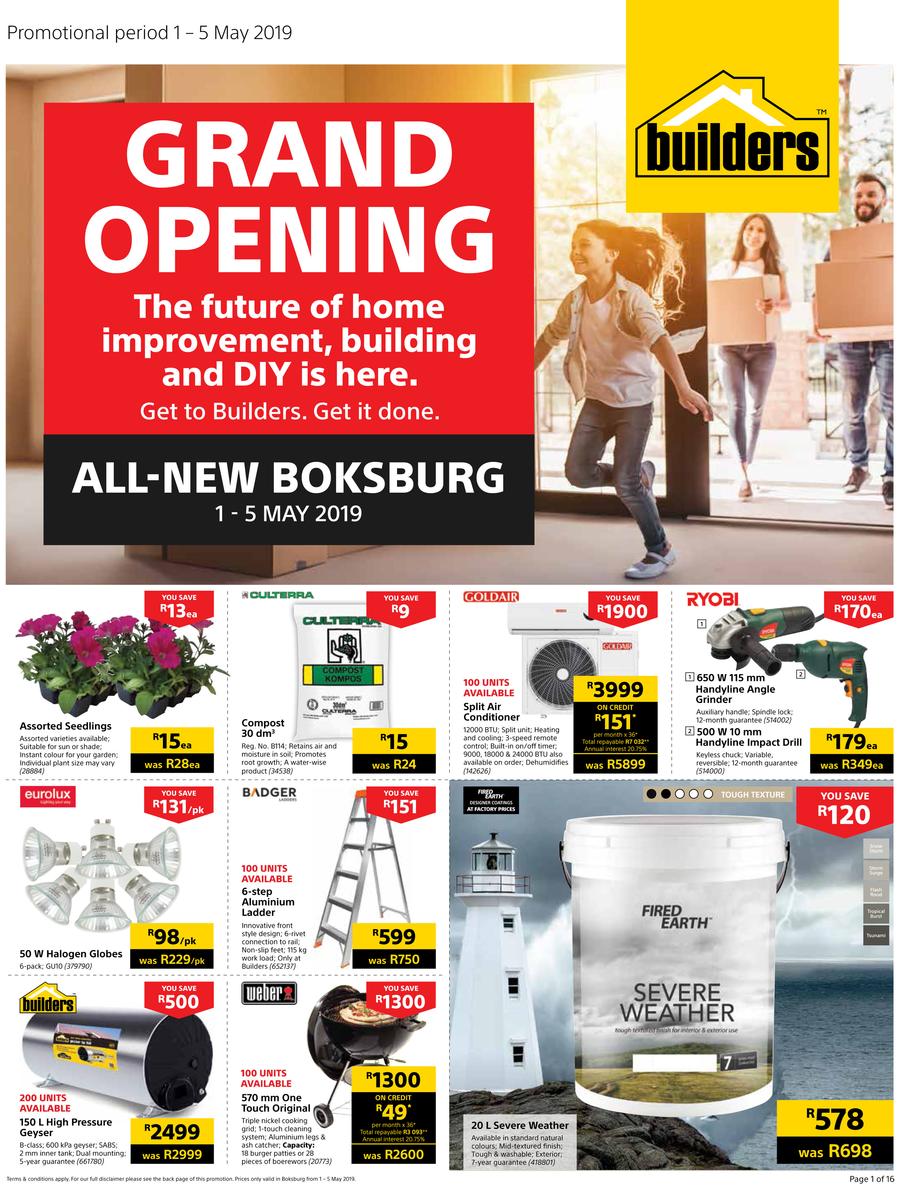 Builders Boksburg Grand Opening 1 May 5 May 2019 Www