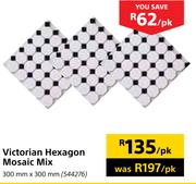 Victorian Hexagon Mosaic Mix 300mmX300mm-Per Sqm