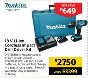 Makita 18V Li-Ion Cordless Impact Drill Driver Kit